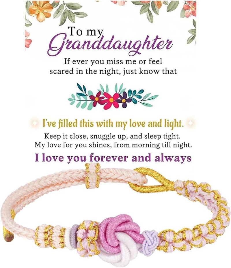DivaGlamz To My Granddaughter-Infinity Forever Love Heart Bracelet, Natural Emperor Stone Double Layer Purple Beaded Woven Wrap Bracelets Adjustable Mind Peace Gift Jewelry - Image 1